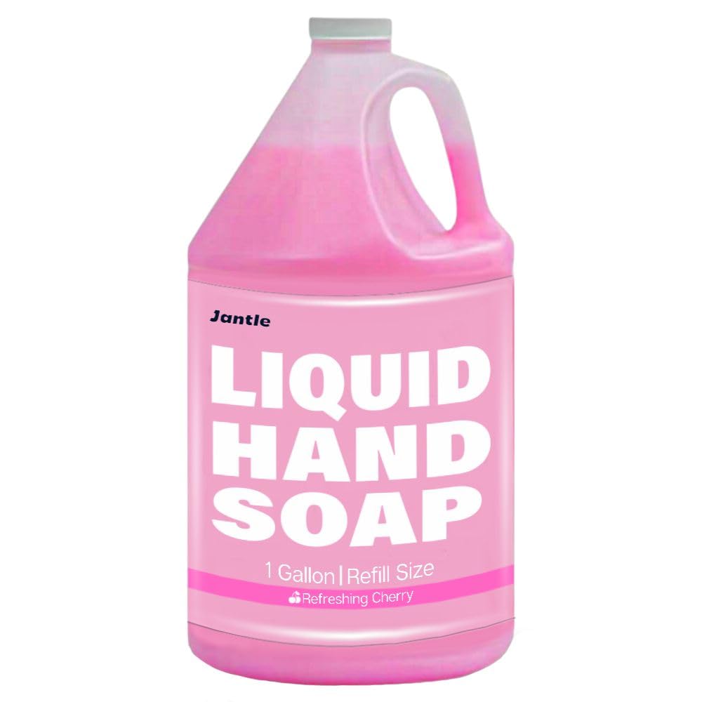 Hand Soap Gallon Refill, Cleansing Liquid Soap, Soothing Pink Lotion Soap Refill, Bulk Hand Soap Refill - Gentle on Skin, Cherry Scent - 1 Gallon per Bottle - 4 Pack