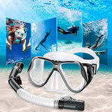 Greatever Dry Snorkel Set,Panoramic Wide View,Anti-Fog Scuba Diving Mask,Professional Snorkeling Gear