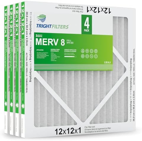 12x12x1 Air Filter 4 Pack, MERV 8 Pleated Dust Defense Air Filters Replacement Air Conditioner HVAC AC Furnace Filter, Durable and Lightweight