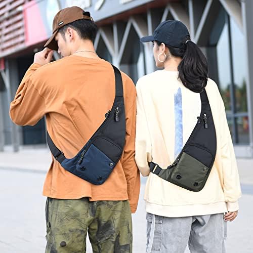 Peicees Sling Bag for Men Women Shoulder Bag Backpack Strap Pockets Chest Bag for Running Hiking Camping Exercise Outdoor