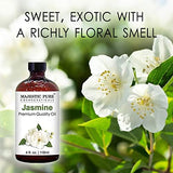 MAJESTIC PURE Jasmine Essential Oil | 100% Pure and Natural Jasmine Oil | Premium Grade Essential Oils for Hair Care, Home Diffusers, Skin, Aromatherapy, Massage and Humidifiers | 4 Fl Oz