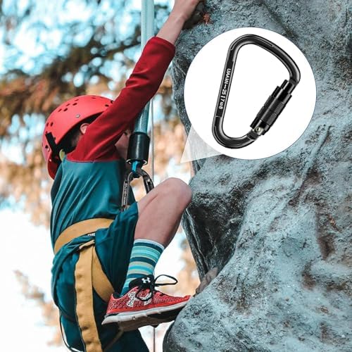 Auto Locking Carabiner Heavy Duty Carabiner 25kN UIAA Certified Climbing Carabiner Climbing Equipment Safety Carabiner for Rappelling, Hammocks, Rescue, Dog Leash, Swing