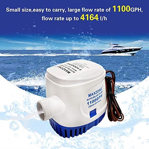 Submersible Boat Bilge Water Pump 12v 1100gph Automatic Marine Bilge Pump for Ponds, Pools, Spas Silent, Boat Caravan RV Submersible