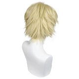 ANOGOL Hair Cap + Short Blonde Men's Wigs Golden Cosplay Wig Light Blonde Wigs Gilgamesh Blond Cosplay Wig for Halloween Christmas Event Costume Short Blonde Hair for Party