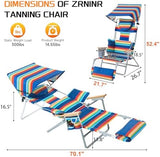 Oversized Heavy Duty Backpack Beach Chair with Sun Canopy, Reclining Lounge Chair Tanning Chair with Face Hole, 5-Position Foldable Camping Chair for Outdoor Sunbathing Beach Patio Pool (Multi Color)