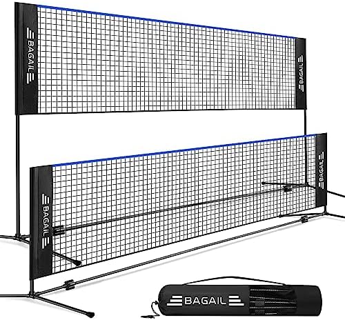 BAGAIL Badminton Net, Height Adjustable Kids Volleyball Net, Foldable Nylon Net 10 ft/14ft/17ft Wide, Tennis Net, Small Pickleball Net for Backyard Game and Indoor Outdoor Use, Easy Setup