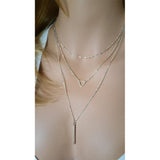 Turandoss 14K White Gold Plated Silver Layered Necklace for Women Jewelry