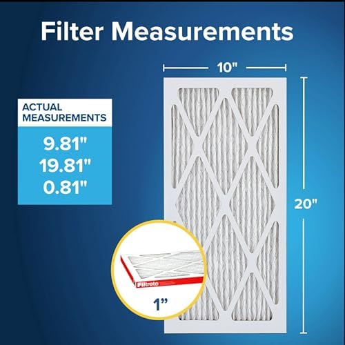 Filtrete 10x20x1 AC Furnace Air Filter, MERV 11, MPR 1000, Micro Allergen Defense, 3-Month Pleated 1-Inch Electrostatic Air Cleaning Filter, 4 Pack (Actual Size 9.81x19.81x0.81 in)