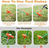 CHERAINTI Tent Stakes, 22 Pcs Heavy Duty Metal Stakes for Ground with Storage Bag, 9.84 Inch Galvanized Non-Rust Camping Tent Pegs Ground Spikes for Camping Tarp Garden Hiking, Orange