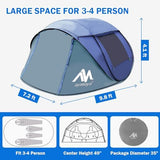 4 Person Pop Up Tents for Camping - AYAMAYA Waterproof Instant Family Tents with Skylight & Removable Rainfly, Upgraded Large Size with 2 Doors -Automatic Easy Setup Beach Tent with Poles