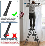 BONTEC 3-Step Ladder, Folding Step Stool, 600lbs Max Load Capacity, Sturdy Steel, Non-Slip Pedals, Lightweight, Portable Steel Ladder with Convenient Handrail, Safety Design for Home & Work, Black