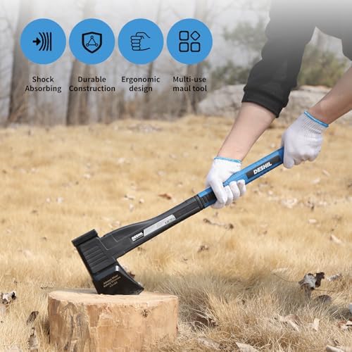 Chopping Axe, 14”Camping Outdoor Hatchet for Wood Splitting and Kindling, Forged Carbon Steel Heat Treated Hand Maul Tool, Nylon Handle Shock Reduction Handle with Anti-Slip Grip