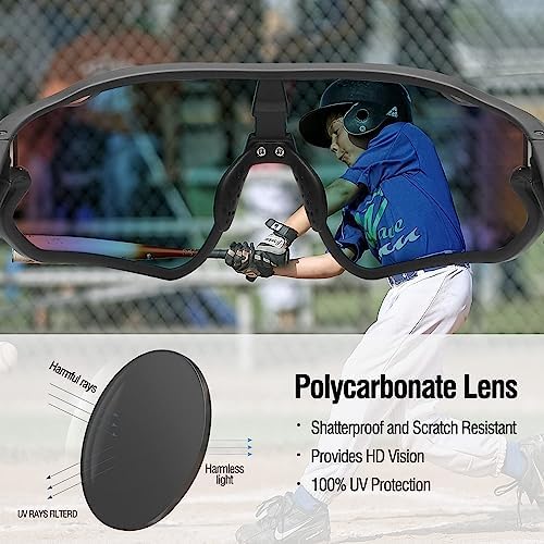DUCO Kids Sunglasses Youth Baseball Sun Glasses Lightweight TR90 Frame UV400 Sports Cycling Shades for Boys Girls DK268