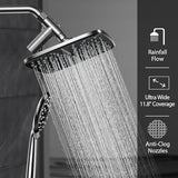 Veken 11.8 Inch High Pressure Rain Shower Head -Shower Heads with 5 Modes Handheld Spray Combo- Wide RainFall shower with 70" Hose & Bracket- Adjustable Dual Showerhead with Anti-Clog Nozzles - Chrome