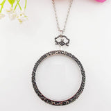 YYHSND 10X Magnifying Glass Necklace Magnifier Necklace Pendant Optical Magnifier with Chain Necklace for Library, Reading, Zooming and Jewelry (Color : Silver)