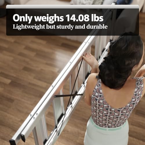 KINGRACK Aluminium 5 Step Ladder, Lightweight Step Stool with Non-Skid Pedals, Handrail, Foldable Step Ladder for Kitchen, Garage, Home, Space Saving, Sturdy and Portable, Silver