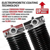 Pair of 2" Garage Door Torsion Springs Set with Non-Slip Winding Bar & Gloves,High Precision Electrophoresis Black Coated, for Replacement & Installation, MIN 16,000 Cycles (0.207x2''x22'')