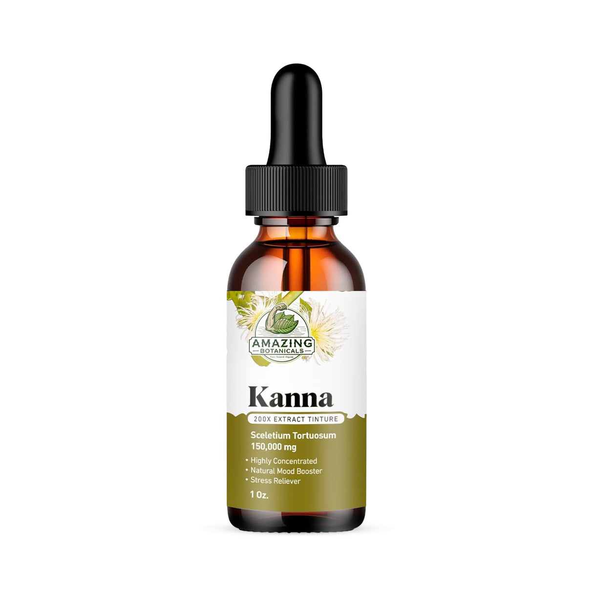 Amazing Botanicals Sceletium Tortuosum Kanna Extract Tincture 200x Menstrum – Liquid Supplement – 30ml (1oz)