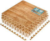 Sorbus 48Sq. Ft. Wood Grain Floor Tiles Foam Mat EVA Interlocking Mats Tile 3/8-Inch Thick Flooring Wood Puzzle Exercise Mats w/Borders - Home Playroom Basement, Apartment, Trade Show, Baby, Dance