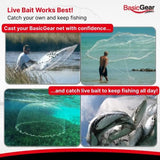 Cast Net | 3ft-12ft Radius, 3/8 or 1/4 inch Mesh for Freshwater and Saltwater Bait Fish| Professional Grade and Upgraded Material | Throw Style
