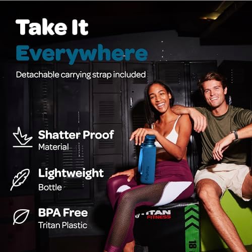 Hydracy Water Bottle with Time Marker -Large BPA Free Water Bottle & No Sweat Sleeve -Leak Proof Gym Bottle with Fruit Infuser Strainer & Times to Drink -Ideal for Fitness Sports & Outdoors