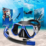 Greatever Dry Snorkel Set,Panoramic Wide View,Anti-Fog Scuba Diving Mask,Professional Snorkeling Gear