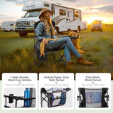 ALPHA CAMP Oversized Mesh Back Camping Folding Chair Heavy Duty Support 350 LBS Collapsible Steel Frame Quad Chair Padded Arm Chair with Cup Holder Portable for Outdoor (Black/Grey)