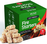 Natural Fire Starters - 70 Pieces. All Weather Charcoal & BBQ Fire Starters for Fireplace, Campfires & Grill