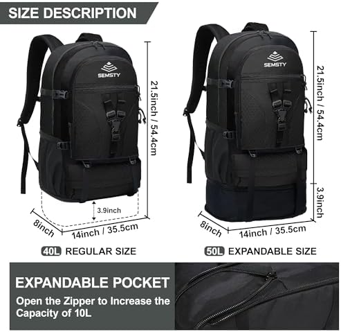 Hiking Backpack, 30L/40L/50L Expandable Hiking Backpack for Men and Women, Travel Backpack Flight Approved