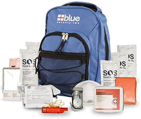 Blue Coolers Blue Seventy-Two | 72 Hour Emergency Backpack Survival Kit for 1 Person | Survival Kit for Wildfires, Earthquakes, Tornado, Hurricane, and Other Emergencies…