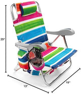 Homevative Kids Folding Backpack Beach Chair with 4 Positions, Carry Handle, Storage Pouch, Cup Holder and Phone Holder, Lightweight Design