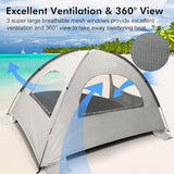 WhiteFang Beach Tent Anti-UV Portable Sun Shade Shelter for 3/4/6/8 Person, Extendable Floor with 3 Ventilating Mesh Windows Plus Carrying Bag, Stakes and Guy Lines