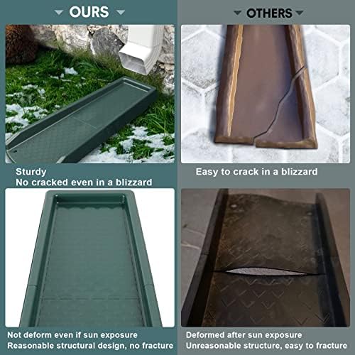 Rain Gutter Downspout Splash Block, Gutter Downspout Extensions for Water Drainage, 24" Gutter Splash Guards Downspout Extender, Fixable Down spout Drain Trays with PE Nails(2 Pack, Green)