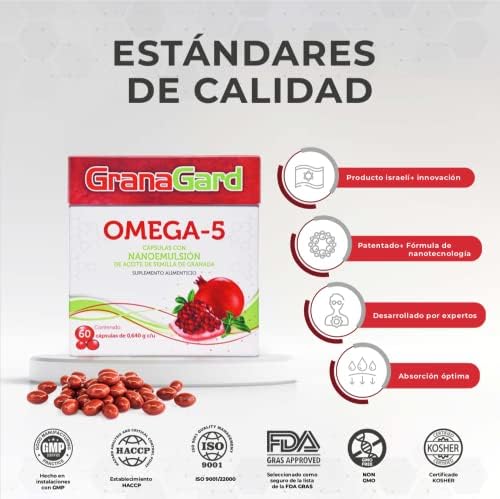 GranaGard Omega 5 30 cáps. con Nanotecnología. Cápsulas de aceite de semilla de granada. Antioxidante potenciado por la nanotecnología.