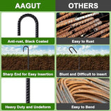 AAGUT 16 Inches 24 Pack Rebar Staks J Hook 3/8” Ground Stakes Heavy Duty with Chisel Point End for Camping Tent, Chain Link Fence, Outdoor Decorations, Inflatables, Black Coated