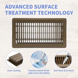 6x12 Inch Floor Register - Heavy Duty Steel Walkable Floor Vents - Easy Adjust Air Supply Lever - Vent Covers for Home (Brown)
