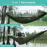 G4Free Large Camping Hammock with Mosquito Net 2 Person Pop-up Parachute Lightweight Hanging Hammocks Tree Straps Swing Bed for Outdoor Backpacking Backyard Hiking