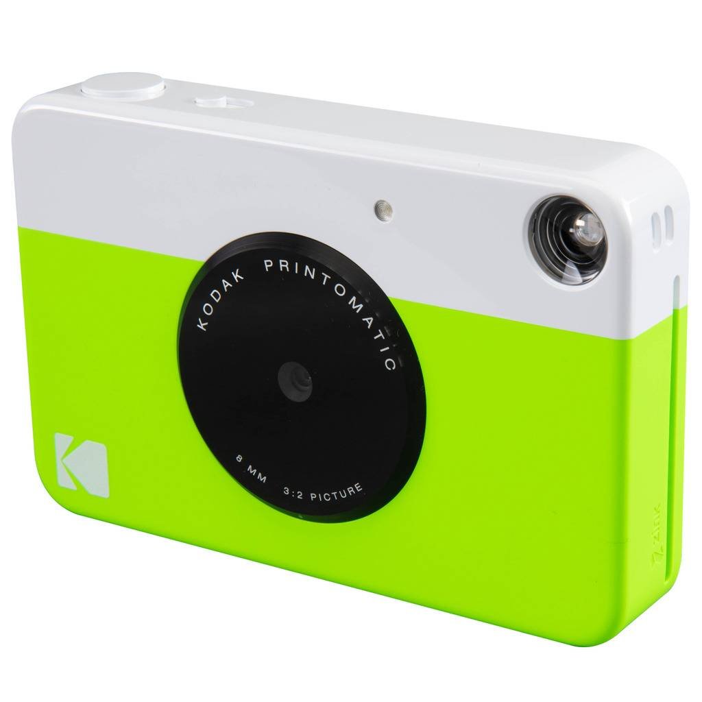 KODAK Printomatic Full-Color Instant Print Camera Starter Bundle + Carrying Case + Zink 20pk Photo Paper - Colorful Photos On 2x3 Sticky-Back Paper - Fun Gift for Birthday Christmas Holiday - Green