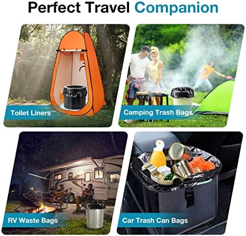 TRIPTIPS Portable Toilet Bags Drawstring 8 Gallon Camping Toilet Bags Toilet Waste Bags Leak-Proof Toilet Liners, Trash Bags for Camping, Hiking, Traveling