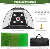 Golf Net with Practice Mat,Golf Hitting Aid Nets 10x7FT for Backyard Driving Chipping Training Swing with Target Mat Balls for Outdoor Indoor，Gifts for Men Dad Him and Golfer