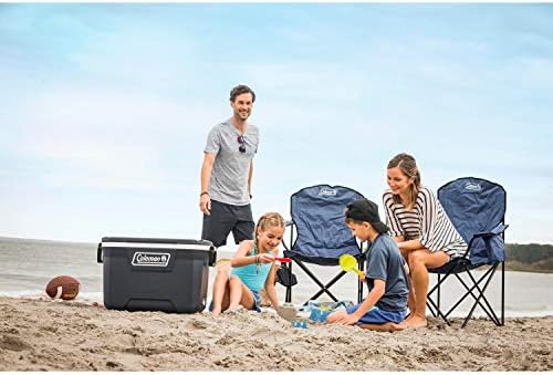 Coleman Portable Quad Camp Chair with 4-Can Cooler, Cushioned Seat & Back with Side Pockets & Cup Holder, Carry Bag Included