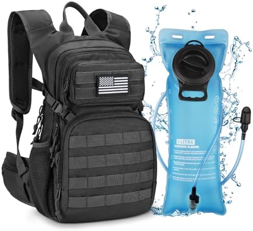 CVLIFE Tactical Hydration Pack 3L - Lightweight Water Bag With Bladder for Men Women, Heavy Duty Molle Backpack for Hiking, Cycling, Running, Hunting