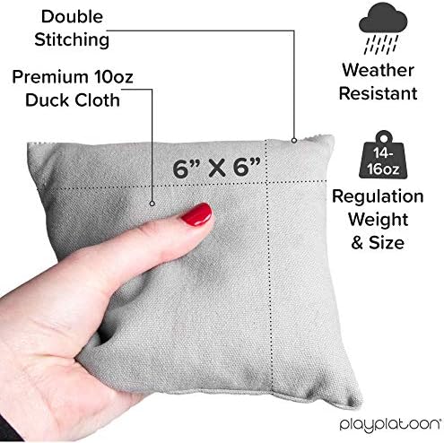 Play Platoon Cornhole Bags Weather Resistant- Set of 8 Regulation Bean Bags for Tossing- Official Professional Size & Weight Corn Hole Bags Two Color All Weather Cornhole Beans Bag Set with Tote Bag