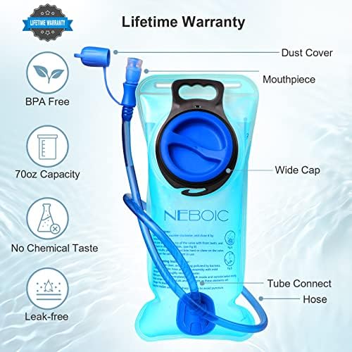 2Pack Hydration Backpack Pack with 2L Hydration Bladder - Lightweight Water Backpack Keeps Water Cool up to 4 Hours with Big Storage for Kids Women Men Hiking Cycling Camping Music Festival