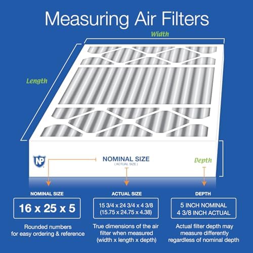 Nordic Pure 16x25x5 (15_3/4 x 24_3/4 x 4_3/8) Honeywell/Lennox Replacement MERV 12 Air Filter 1 Pack