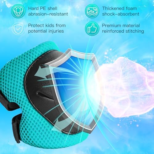 Kids Protective Gear Set Knee Pads for Kids 3-14 Years Toddler Knee and Elbow Pads with Wrist Guards 3 in 1 for Skating Cycling Bike Rollerblading Scooter