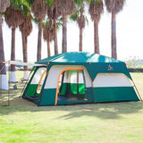 KTT Extra Large Tent 10-12-14 Person(A),Family Cabin Tents,2 Rooms,3 Doors and 3 Windows with Mesh,Straight Wall,Waterproof,Double Layer,Big Tent for Outdoor,Picnic,Camping,Family Gathering