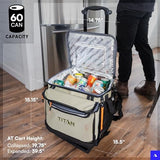 Titan Deep Freeze 60 (50+10) Can Wheeled Cooler - Collapsible Rolling Cooler with Wheels and All-Terrain Cart