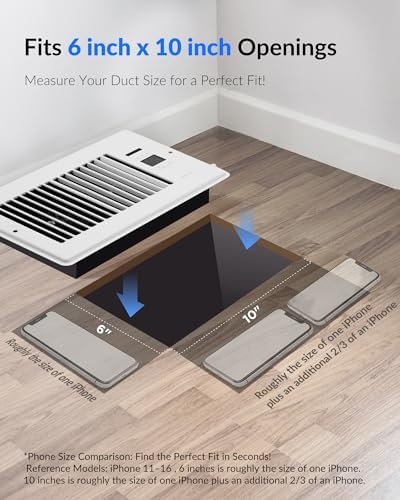 Super Quiet Register Booster Fan for 6" x 10" Register Holes, Smart Register Vent with Dual Intelligent Thermostat and WIFI App Control, Heating Cooling AC Vent Fan (White)