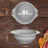 Collapsible Silicone Salad Bowl 61oz Camping Bowl Outdoor Hiking Travel Durable Bowl for Storage and Mixing Food-Grade Silicone Food Storage Container 1 Pack (Grey)